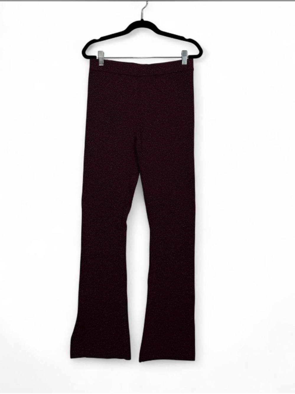 Open Edit Burgundy Shimmer High-Waist Leggings - Medium